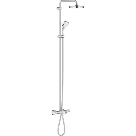 Grohe – Colonne de douche thermostatique Tempesta C System 210 – Mitigeur baignoire THM chromé – Douchette main 2 jets – Flexible 1750mm – Surface anti-calcaire (1/10)