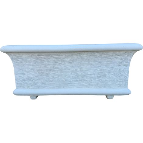 Fioriera giardino cemento effetto pietra bianca l.90xp.40xh.40 cm serie grecale (1/5)