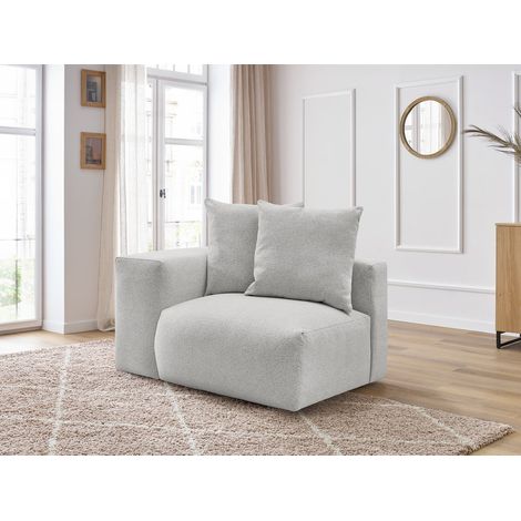 BOBOCHIC - Chauffeuse 1 place avec accoudoir pour canapé modulable VOLTAIRE tissu chiné Angle gauche Gris clair (1/5)
