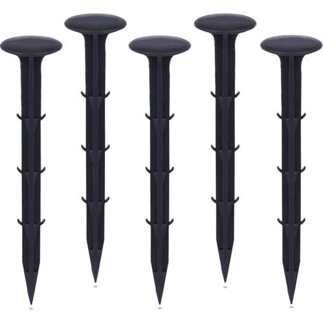 Garden fixing stakes made of plastic, for the garden, for attaching weed control fabrics, UV protection (50 pieces, black)