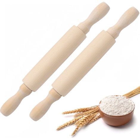 Mini rouleau à pâtisserie en bois pour enfants, idéal pour les petites pâtes et les biscuits, 20 x 2,5 x 2,5 cm (1/4)