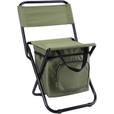 Chaise de pêche pliante 3 en 1 avec poche isolante de glace, tabouret pliable de camping, tissu Oxford épais, forte capacité de charge, croquis de pique-nique, chaise pliante (1/5)