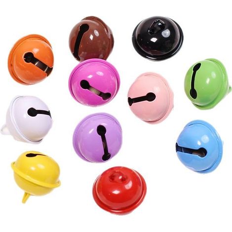 Set di 11 campanellini in metallo, colori casuali, accessori portachiavi, dipinti singolarmente, decorazione natalizia, campanello da 22 mm