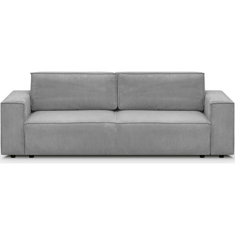 Canapé modulable 3 places en velours côtelé gris clair - Harper Mod (1/5)