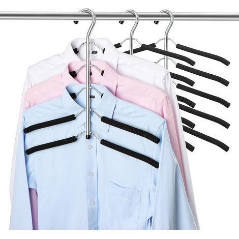 3 Pack 5 in 1 Multi Layer Metal Hanger Multi Layer and Multifunctional Organizer with Non Slip Sponge for Jeans Skirts T Shirts Trousers Storage for Clothes Wardrobe (1/5)