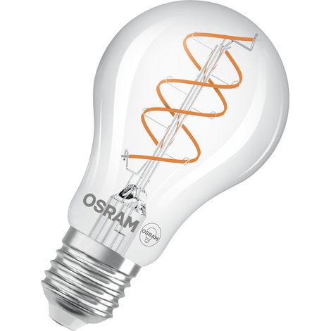 OSRAM Vintage 1906 Classic is a warm white, dimmable LED bulb with a spiral filament. It offers 8 W for 806 lm, E27 socket, clear-coloured glass, 60-mm diameter, 2,200 K.
