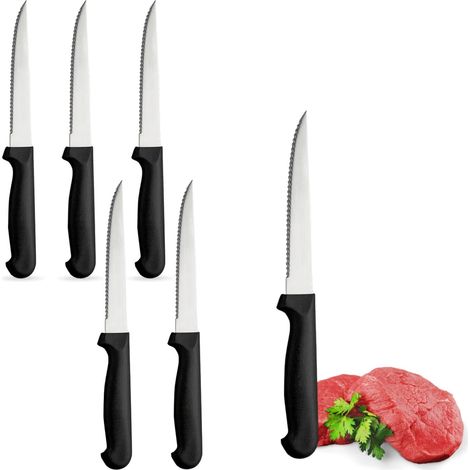 Set 6 coltelli a punta in acciaio inox da 21 cm con lama seghettata - Made in Italy (1/5)