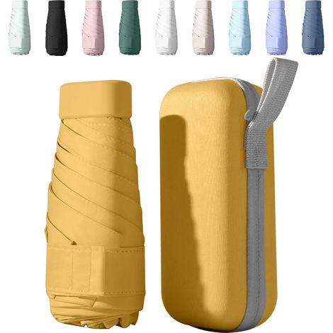 Mini parapluie pliant anti-UV, compact et portable pour voyage, idéal hommes et femmes. (1/5)