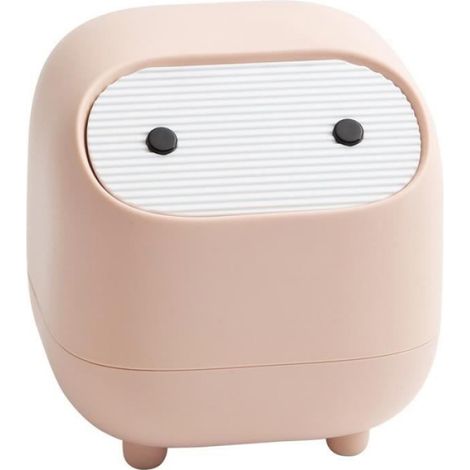 Petite poubelle Corbeille, mignonne ninja poubelle de bureau avec couvercle, poubelle pour la maison, le bureau(Rose) (1/4)
