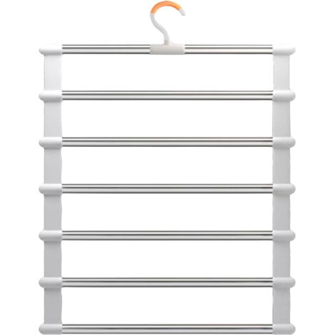 Percha metálica plegable multicapa con pinza resistente: fácil almacenamiento de ropa, estructura metálica.
