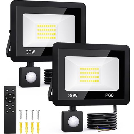 30W Projecteur LED Extérieur avec Détecteur de Mouvement - 2 Packs (1/5)