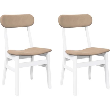 Lot de 2 Chaises à manger，Chaise de cuisine coussins blanc bois massif caoutchouc CFW17933 (1/5)