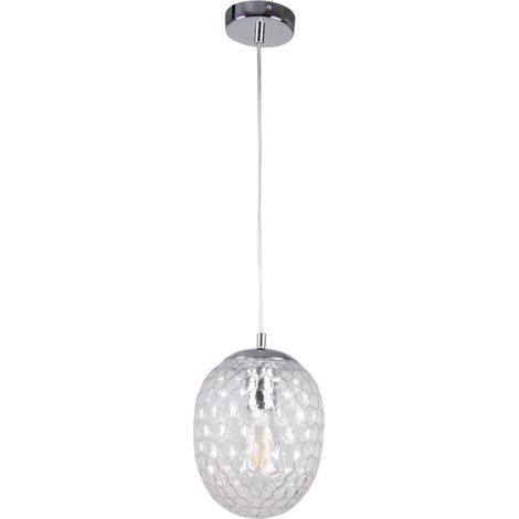 Suspension Polux Lora verre clair chromé E27 120cm (1/5)