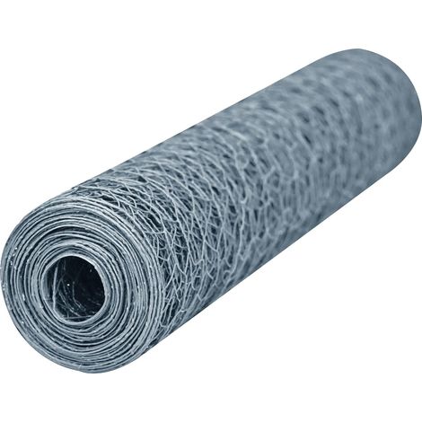 1 rouleau grillage galvanisé, mailles hexagonales 25 mm, fil 0,7 mm, 0,5 x 10 m, pour poulaillers et enclos petits animaux