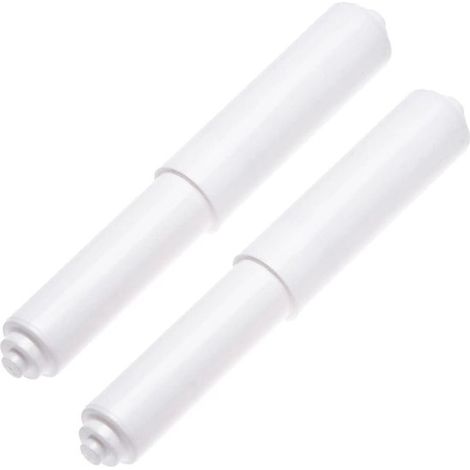 Soportes para rollos de papel higiénico - Organizador de baño - Resorte ajustable - 2 piezas - Blanco (1/5)