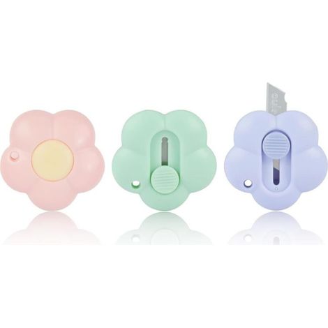 Couteau de Papeterie, 3PCS Mini Couteau Utilitaire Rétractable, Mini Ouvre Lettre, Cutter, Couteaux à Tapis, Box Cutter pour la Papeterie, Express Box, Papier, Papier Découpe, Carton (1/5)