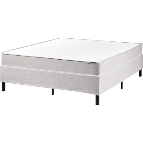 Letto matrimoniale con rete in tessuto 140 x 200 cm con materasso a molle insacchettate senza testiera grigio chiaro Countess