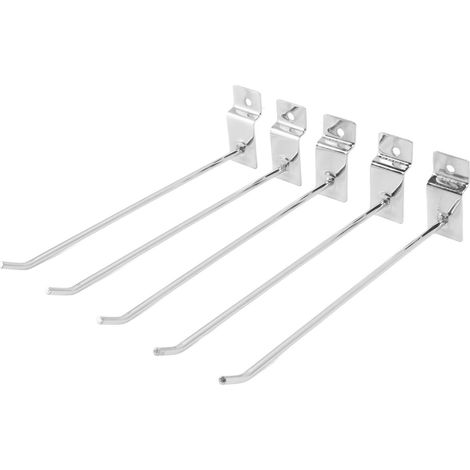 Lot de 50 crochets de supermarché en fer robuste et résistant à l'usure, à pointe plate, pour panneaux perforés et supports muraux à lattes.