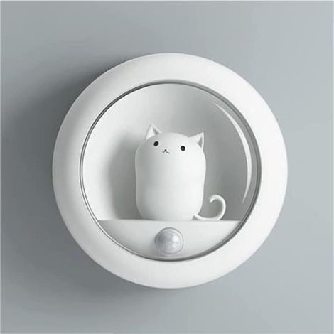 Veilleuse LED En Forme De Chat Mignon, Veilleuse Avec Détecteur De Mouvement, Rechargeable Par USB Veilleuse Pour Placard Chambre à Coucher (Blanc) (1/5)