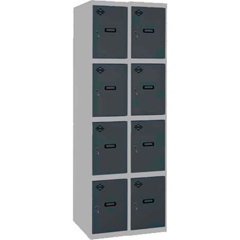 SimonRack Vestiaire Métallique 8 Porte, 2 Modules, 1800x800x500 mm, Serrure à Clé et Aérations, Gris/Anthracite Simonlocker (1/5)