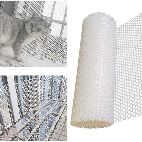 Filet de sécurité pour animaux de compagnie et enfants – Filet blanc en plastique résistant, sans perçage, idéal pour balcons, escaliers et fenêtres – Anti-chute, déchirure impossible (1/5)
