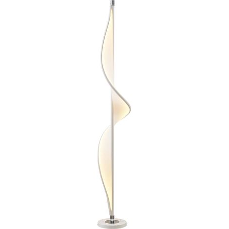 Lucande Lámpara de pie 'Edano' en Blanco Textura, Tela, Tejido, Seda
