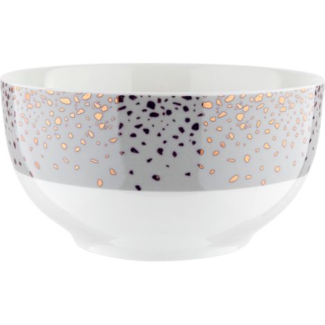 Florina Spots Graue, vergoldete Porzellan-Salatschüssel 13 cm