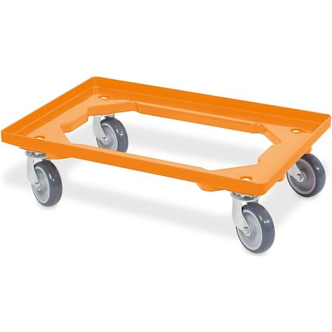 BRB Chariot de transport pour conteneurs 60x40 cm, ouvert, 4 roues pivotantes, capacité de 250 kg (orange)