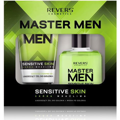 Revers Master Men Sensitive - set da barba: gel 150 ml + sapone liquido 120 ml