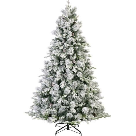 KLULK Albero Di Natale Ortisei Innevato Con Pigne 210 cm, Diametro 138 Cm, Apertura Ad Ombrello, Ignifugo, Garanzia 12 Anni (1/5)