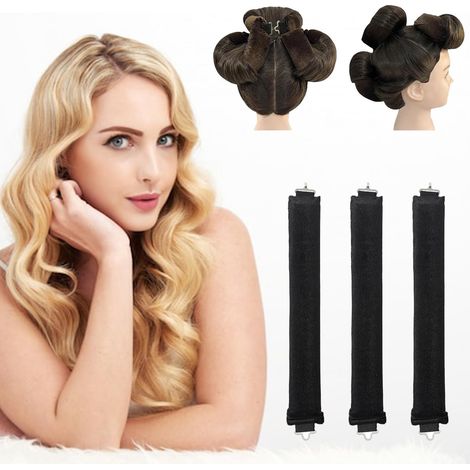 Rizos largos sin calor, paquete de 6, perfectos para crear peinados ondulados de la noche a la mañana, adecuados para rizos grandes, rizos sin calor, peinados caseros, adecuados para cabello corto y l (1/5)