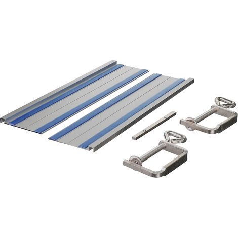 Rail de guidage CSA1049 700 mm – Pour scie circulaire FERM CSM1043 – Lot de 2 rails avec pinces et support