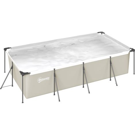Piscine hors-sol rectangulaire tubulaire, construction neuve et stable, antirouille, 394,5 x 208,3 x 80,5 cm, grise