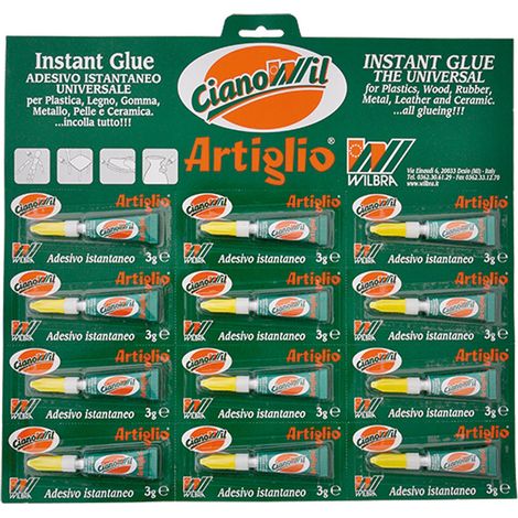 1CF ADESIVO CIANOCRILATO 'ARTIGLIO CIANOWIL' gr.3 - 12 tubetti display appendib