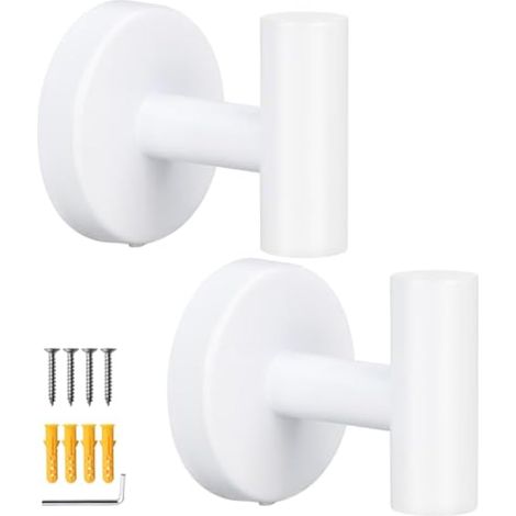Mdvora Lot de 2 crochets muraux blancs pour serviette (1/5)