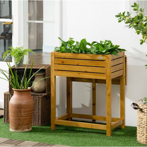 Tavolo giardino rialzato pieghevole in legno OKMYHOME (1/4)