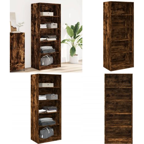 Garde-robe chêne fumé 80x50x200 cm bois d'ingénierie - Armoire - Placard - Dressing - Meuble Rangement - Commode - Home & Living (1/5)