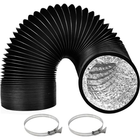 Tuyau d'évacuation Diamètre de 100 mm Longueur 3 m Gaine Ventilation en Aluminium Tuyau D'évacuation D'air avec 2 Colliers de Serrage en Acier pour Climatisation Déshumidificateur Extracteur (1/5)