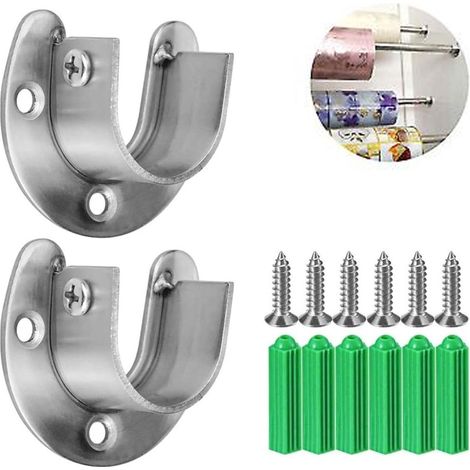 Filiyano – Support de tringle à vêtements en acier inoxydable en deux parties - convient aux tringles à vêtements d'un diamètre maximal de 24 mm (1/5)