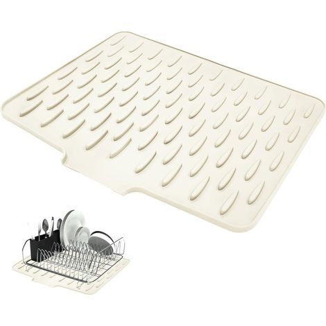 1 Tapis Egouttoir Vaisselle,Silicone Antidérapant,Conduite d'eau,Organiseur Évier,Cuisine,Beige,Tapis d'égouttage pour cuisine (1/5)