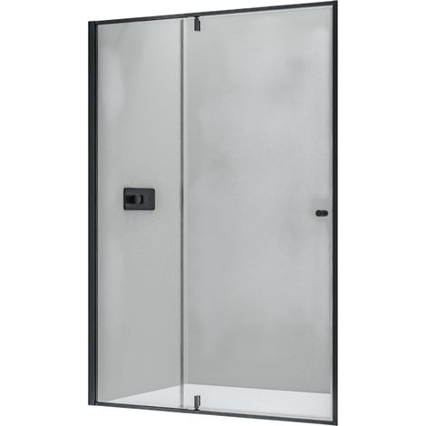 BERNSTEIN - Parete doccia a nicchia 100x195cm, profilo nero opaco, vetro 6mm, Box doccia ad incasso 1 anta battente - NT606 FLEX 1000 mm, Nero opaco