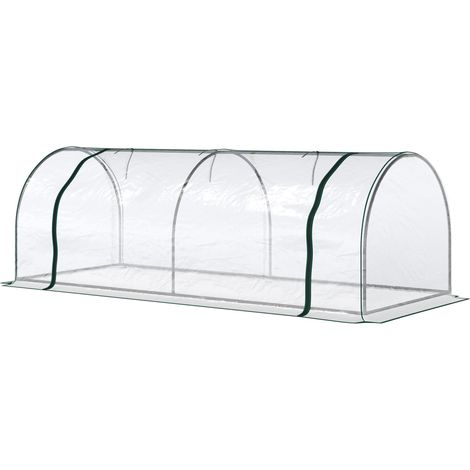 Serre de Jardin Tunnel mini serre tunnel serre à tomates 2,5L x 1l x 0,8H m Grande portes zippée bâche PVC transparent métal époxy vert