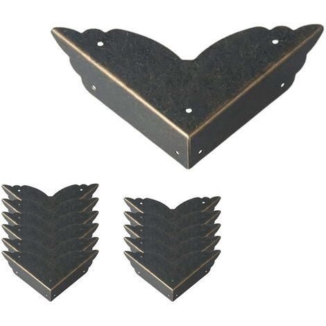 LaBlanc 12 Stück Vintage-Eckenschutz aus Metall im antiken Stil, Möbelkantenschutz für Tisch, Truhe, Schmuckschatulle