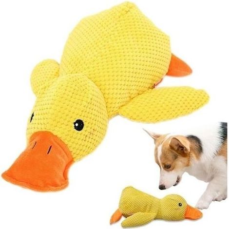 Jouet canard apaisant pour chien, jouet en forme de canard pour chien, jouet à mâcher en peluche jaune, jouet canard apaisant pour chiot, jouet canard en peluche douce (jaune, petit).