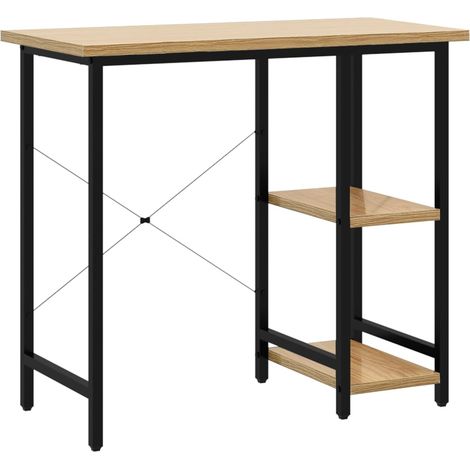 Maison Exclusive - Computertisch Schwarz und Eiche Hell 80x40x72