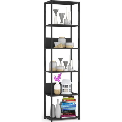 Akord – Étagère murale industrielle sur pied – Noir – 50 cm – 6 étagères – Panneau stratifié – Dimensions 50x32x192 cm (1/4)