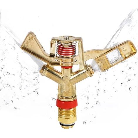 Brass Oscillating Sprinkler, 1/2 Inch Connection, 360° Coverage, For Lawns and Large Areas (1/5)