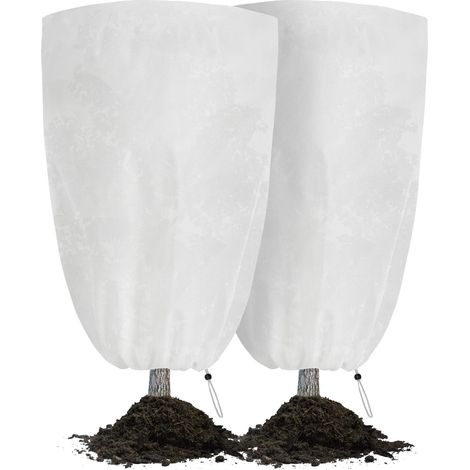 (2 pièces)Housse Hivernage Plante Exterieur 80x100cm - Lot de 2 60g/m² Voile d’Hivernage avec Fermeture Éclair et Cordon (1/4)