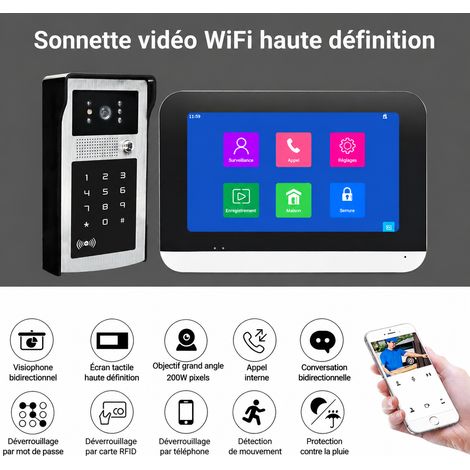 Interphone Visiophone Filaire 4 Fils Écran 7 Pouces Tactile Moniteur V70MT Platine IDS Dorée Caméra HD Contrôle d'Accès 1 kg – Livraison gratuite (1/5)