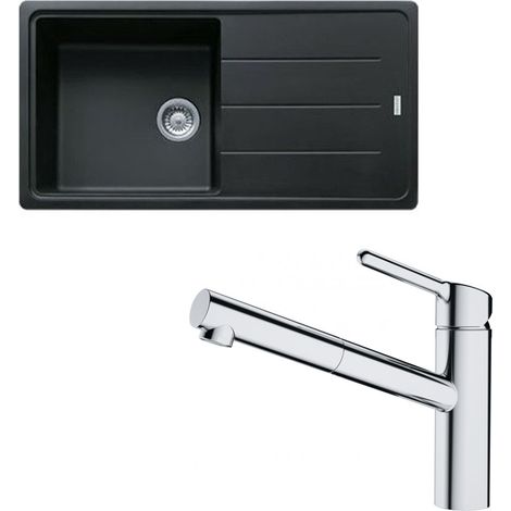 Pack évier XL Antea Fragranit onyx 970 x 500 x 200 mm + mitigeur Orbit douchette - Franke